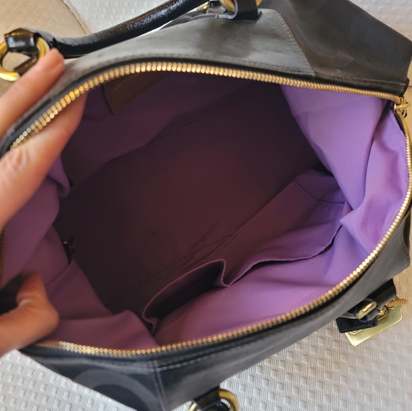 Authentic Coach Op Art Black Satchel Handbag Purse - Picture 10 of 13